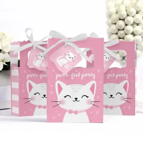 Big Dot of Happiness Purr-fect Kitty Cat - Kitten Meow Baby Shower or Birthday Party Favor Boxes - Set of 12 image {2}