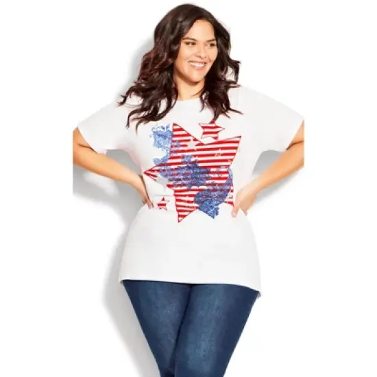 Women's Plus Size  Graphic Print Top - white star | AVENUE image {5}