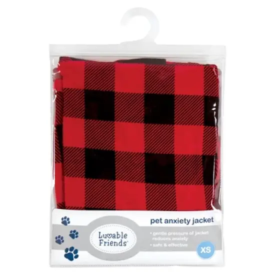 Luvable Friends Pet Thunder Anxiety Jacket, Buffalo Plaid image {1}