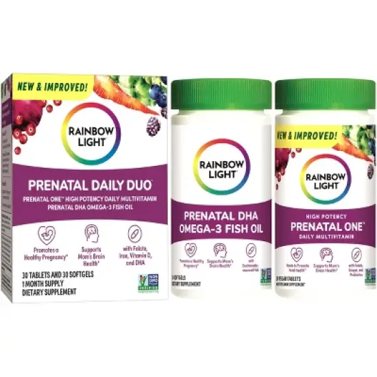 Rainbow Light Prenatal Daily Duo Multivitamin Dietary Supplement Tablets and Softgels - 60ct image {2}
