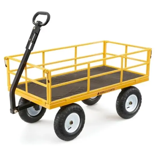 Gorilla Carts Heavy Duty Utility Cart, All Terrain Garden Wheelbarrow Wagon, 1200 Lb, Yellow - Gardening Equipment for Yard, Lawn, and Outdoor Use image {6}