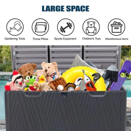 Aoodor 85 Gallon Deck Box, Outdoor Storage Box, Waterproof & Weather-Resistant Lockable, Patio Bench Storage Box for Cushion, Garden Tools image {5}