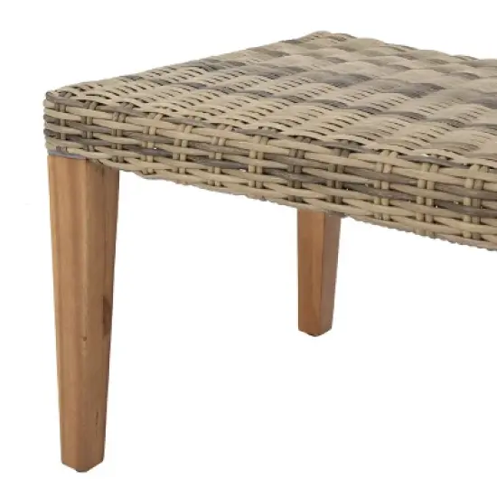 Christopher Knight Home Hampton Outdoor Wicker and Acacia Wood Ottoman image {6}