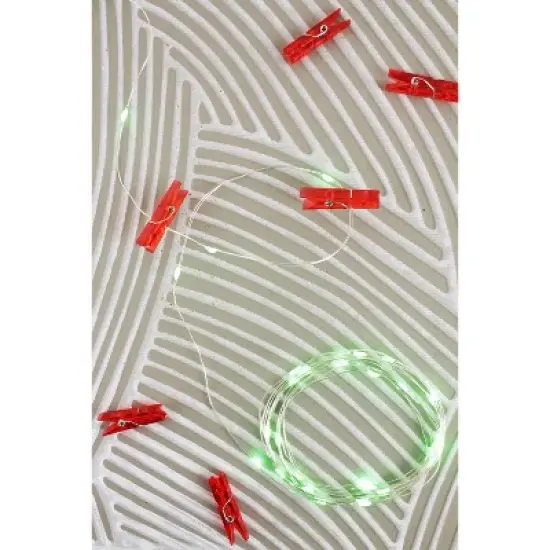 Perfect Holiday 36 LED Red Christmas Card Clip String Light- Battery Operated image {1}