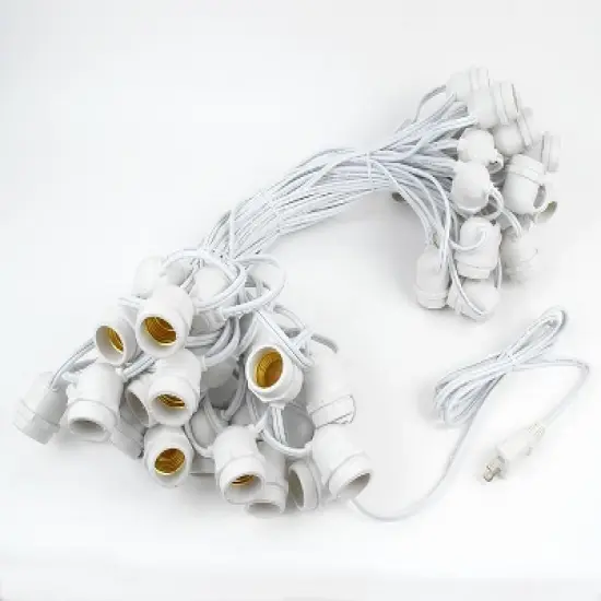Novelty Lights Edison Outdoor String Lights with 50 In-Line Sockets White Wire 100 Feet image {2}