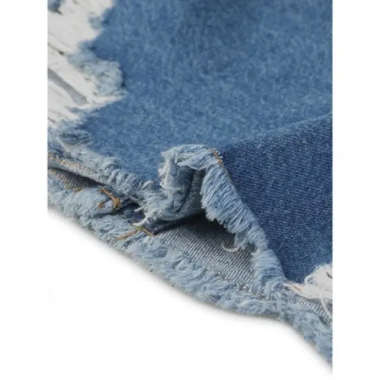 Agnes Orinda Women's Plus Size Classic Jean Distressed Fray Hem Trucker Denim Jackets image {4}