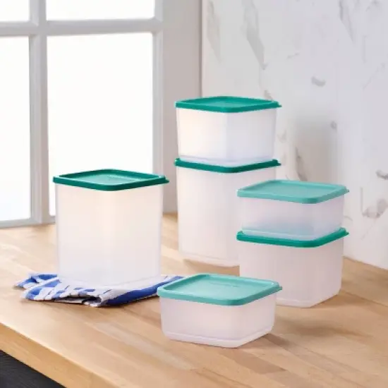 Tupperware 12pc Square Stacking Food Storage Containers with Lids - Green image {4}