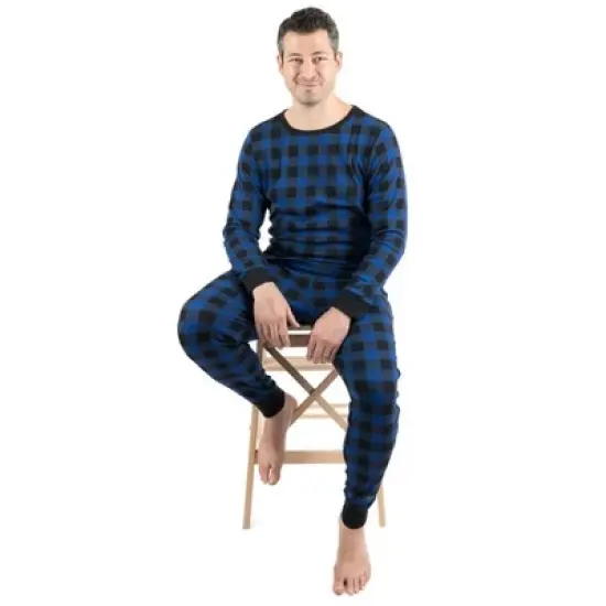 Leveret Mens Two Piece Cotton Plaid Christmas Pajamas image {3}