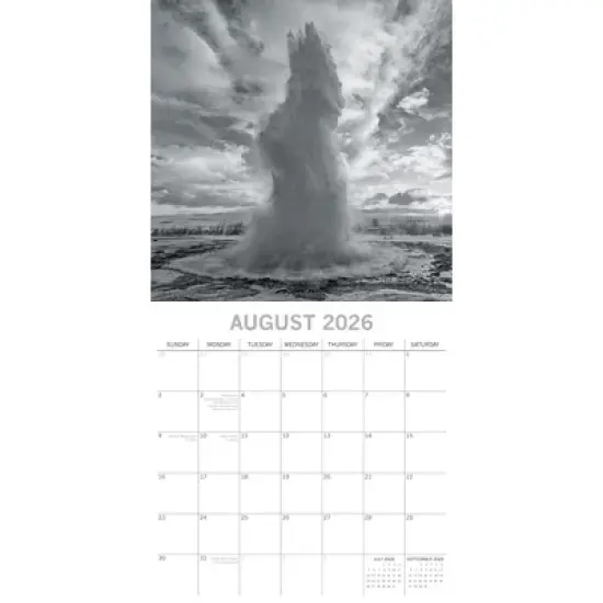 2026 Square Wall Calendar, Forces of Nature, 16-Month Black and White Theme with 180 Reminder Stickers (12x12 In) image {2}