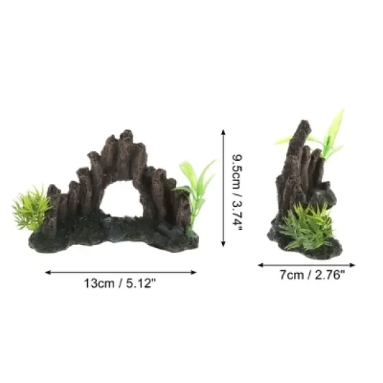 Unique Bargains Aquarium Terrariums Mountain for Fish Tank Landscape Decoration Gray Green 3.74" Height 1pcs image {3}