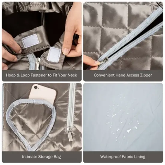 Costway 9-gear Adjustable Temperature Portable Steam Sauna w/ Herbal Box Gray image {6}