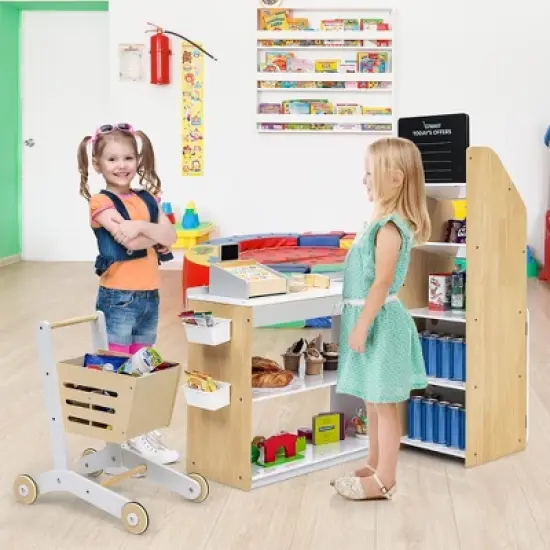 Costway Grocery Store Playset Pretend Play Supermarket Shopping Set with Shopping Cart image {9}