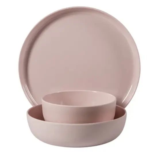 Gibson Home Candy Skies 12 Piece Unbreakable Wheat Straw Melamine Dinnerware Set - Pink image {11}