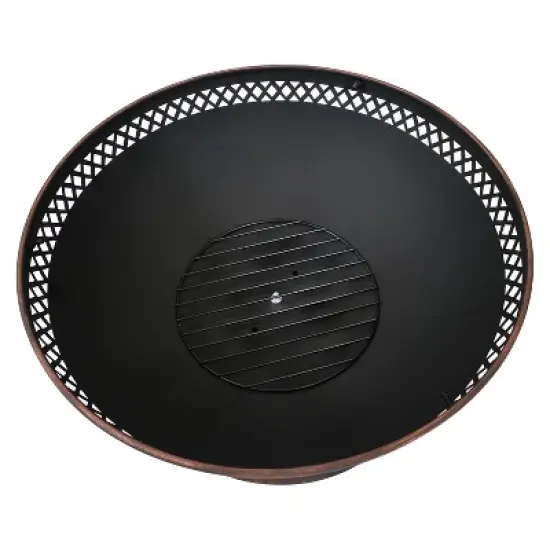 Sunnydaze Outdoor Camping or Backyard Steel Chalice Fire Pit with Spark Screen and Log Poker - 25" - Copper Finish image {4}