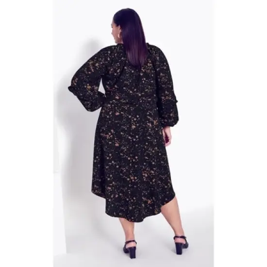Women's Plus Size Drop In Print Dress - black | ARNA YORK image {1}