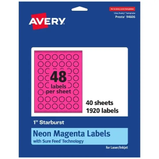 Avery Neon Magenta Paper Labels, 1" Starburst image {8}