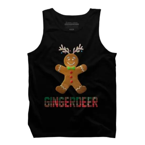 Men's Design By Humans Gingerbread Reindeer Matching Family Group Christmas Pajama By Forever9 Tank Top image {4}