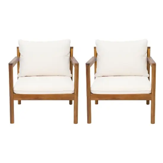 Christopher Knight Home Negley Outdoor Acacia Wood and Rope Weave Club Chair with Water Resistant Cushion image {1}