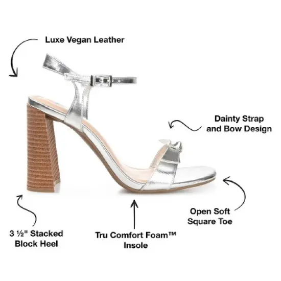 Journee Collection Womens Dianne Tru Comfort Foam Open Square Toe Stacked Heel Sandals Silver 12 image {7}