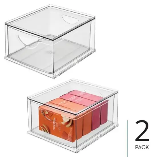 iDesign Stackable Storage Drawer for Pantry, Set of 2, Clear, Made in USA image {1}