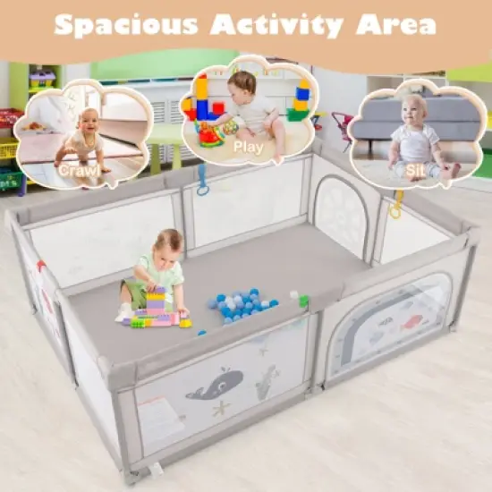 Infans Large Baby Playpen Kids Play Yard Activity Center 81" x 57.5" image {5}
