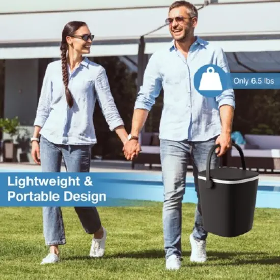 Tangkula Portable Cooler Table with Handle Cooler w/ Lift Top Lid & Bottle Opener 3-in-1 Outdoor Cocktail Drink Table Black/Blue image {2}