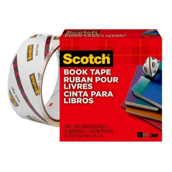 Scotch Book Tape, 1-1/2 in x 15 yd. Per Rolls, 3 Rolls image {1}