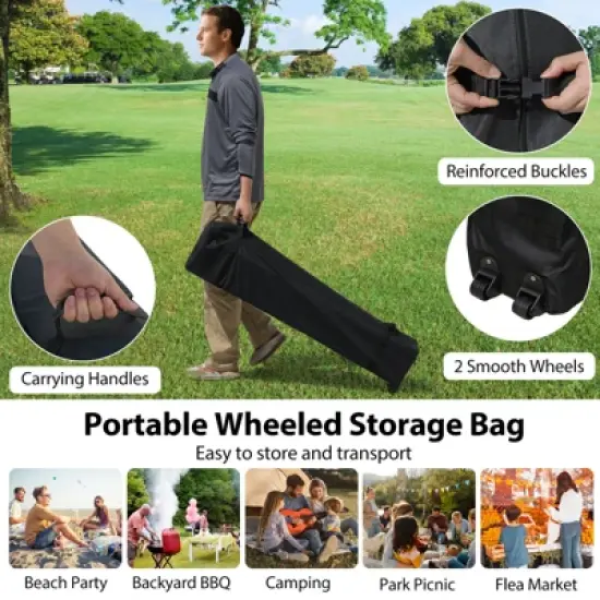 Tangkula 10 X 10 FT Pop up Canopy Tent w/ 1 Sidewall Wheeled Bag 8 Stakes & 4 Wind Ropes image {4}