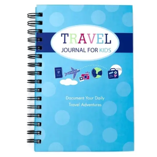 Travel Journal for Kids 8.5"x5.5" Teal - Kahootie Co: Undated Wire-Bound Notebook, 140 Pages, Hard Cover, Preprinted image {9}