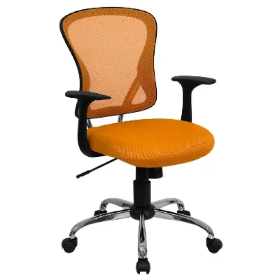 Emma and Oliver Mid-Back Mesh Swivel Task Office Chair with Chrome Base and Arms image {18}