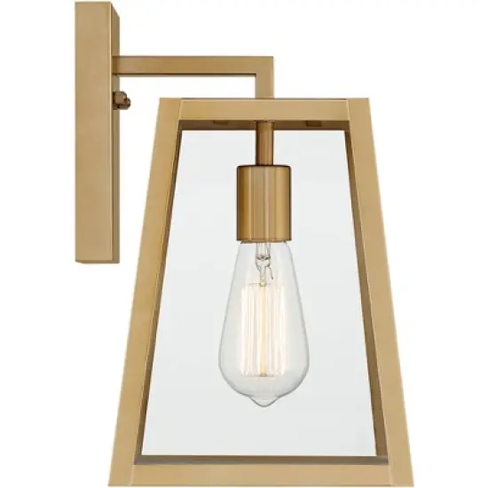 John Timberland Arrington Modern Outdoor Wall Light Fixtures Set of 2 Soft Gold Metal 13" Clear Glass for Post Exterior Barn Deck House Porch Yard image {6}