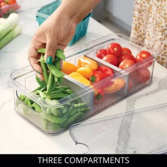 iDesign 6-Piece Fridge Organizer Bins with Dividers - Clear/Gray image {6}