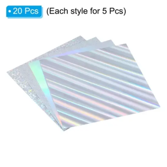 Unique Bargains Metallic Iridescent Mirror Paper Foil Board Reflective Holographic Cardstock 20 Pcs image {2}