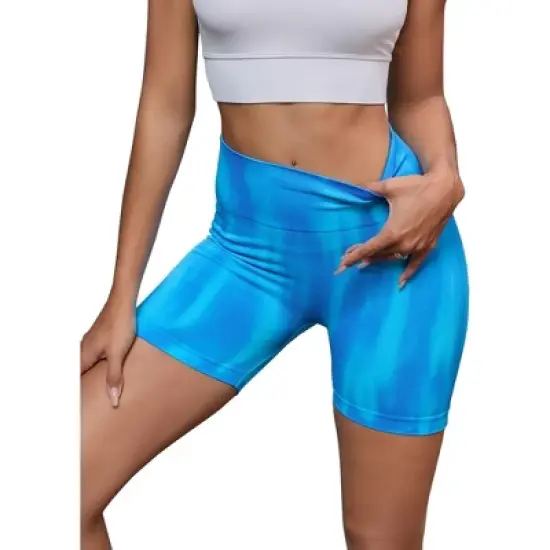 INSPIRE CHIC Women's High Waist Tie Dye Tummy Control Workout Running Biker Thigh Slimmer image {5}