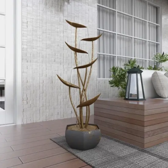 43" Metal Rustic Fountain Gold - Olivia & May image {20}