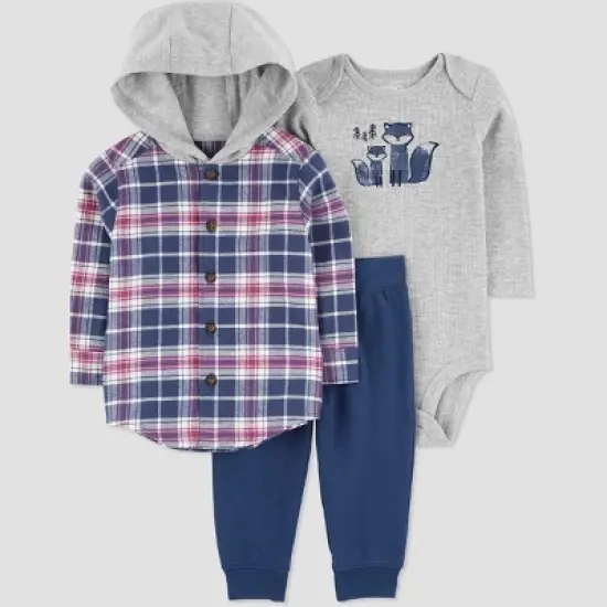 Carter's Just One You&reg; Baby Boys' Plaid Top & Bottom Set - Blue/Purple image {4}