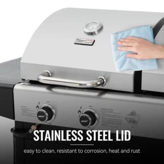 RoyalGourmet 2-Burner Gas and Charcoal Combo Grill ZH3002NTG Silver/Black image {7}