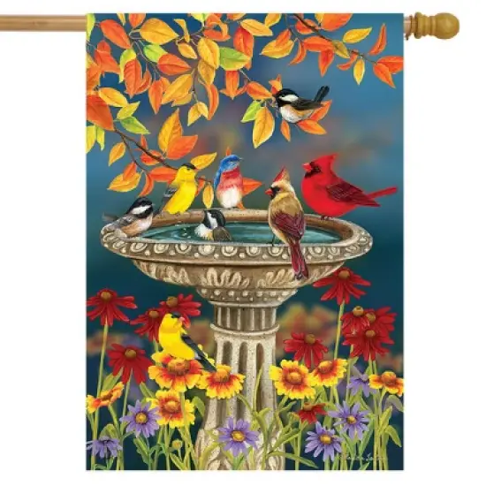 Briarwood Lane Fall House Flag 40x28 For Outdoor Fall Birdbath Floral House Flag Flag For Fall House Flag image {1}