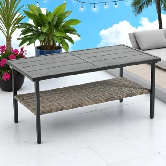4-Piece Patio Furniture Set with PE Wicker, Metal Table, Cushions, and Comfortable Design for Outdoor Spaces image {5}