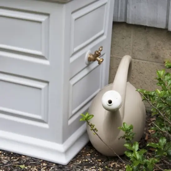 Good Ideas Savannah Colonial Style 42 Gallon Rain Saver Barrel with Self-Draining Garden Planter and Brass Spigots, Light Gray (3 Pack) image {3}