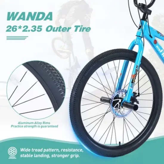 YONWAY Freestyle Kids Bike Double Disc Brakes, 26 Inch Children's Road Bicycle, Steel Frame Bike for Boys, Girls and Beginner image {4}