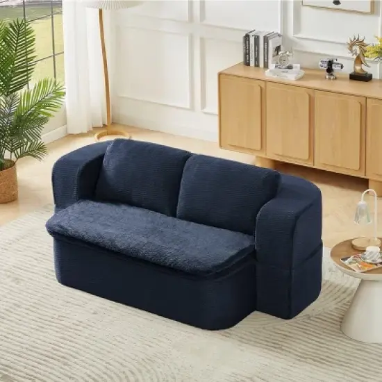Modern 2-in-1 Sleeper Sofa with Included Cushion Blanket, Folding Sofa Bed for Living Room, Apartment, or Bedroom &ndash; The Pop Home image {5}