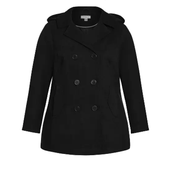 Women's Plus Size Faux Wool Peacoat - black | AVENUE image {2}
