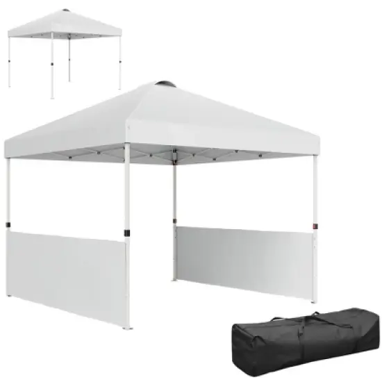 Outsunny 10' x 10' Pop Up Canopy Tent with 2 Half Sidewalls, UV50+ Height Adjustable Instant Sun Shelter with Wheeled Carry Bag image {8}