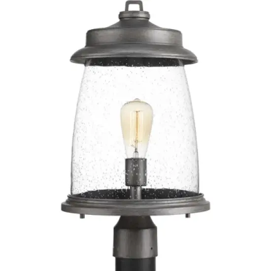 Progress Lighting, Conover, 1-Light, Post Lantern, Antique Bronze, Seeded Glass Shade image {2}