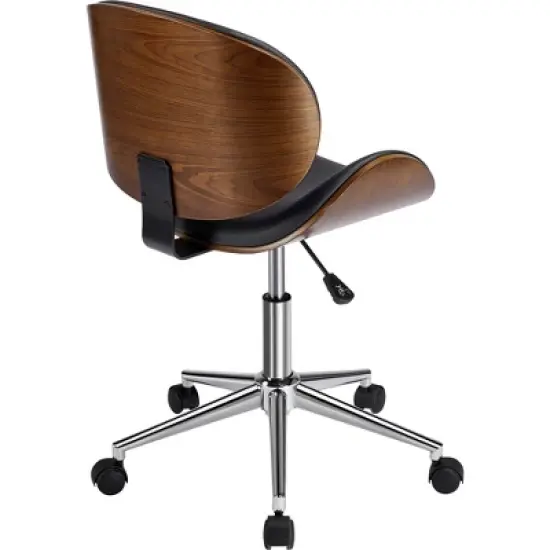 Yaheetech Home Office Chair Armless Adjustable Swivel Chair for Bar Meeting Room Hotel, Black image {3}