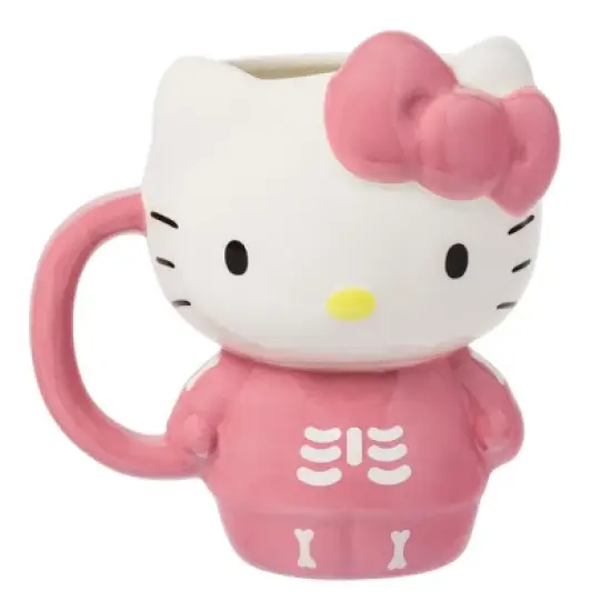 Silver Buffalo Sanrio Hello Kitty Pink Skeleton Costume 20 Ounce 3D Sculpted Ceramic Mug image {7}