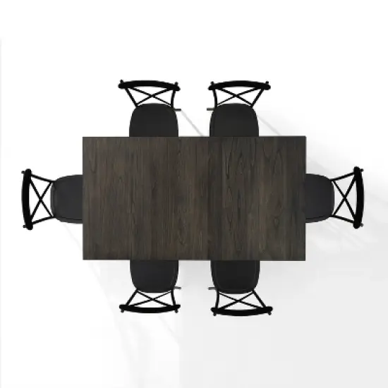 7pc Hayden Extendable Dining Set with Camille Chairs Matte Black/Slate - Crosley image {9}