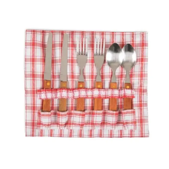 Picnic Time Piccadilly Picnic Basket with Service for Two: Wicker Set, Gingham Check, Includes Tableware & Wine Glasses image {4}