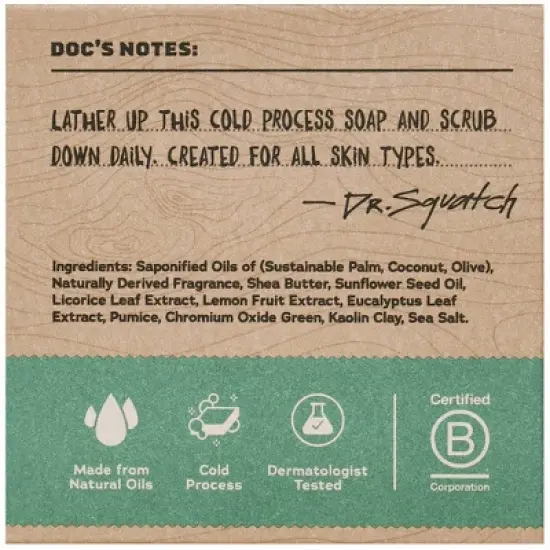 DR. SQUATCH Men's All Natural Bar Soap - Rainforest Rapids - 5oz image {1}